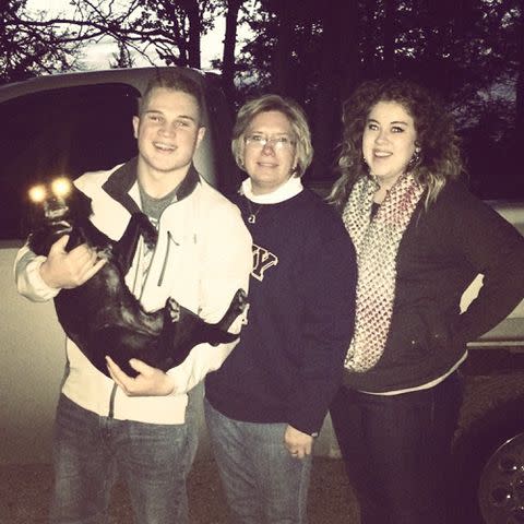 <p>Zach Bryan Instagram</p> Zach Bryan with his mom Annette Bryan and sister MacKenzie Bryan Taylor