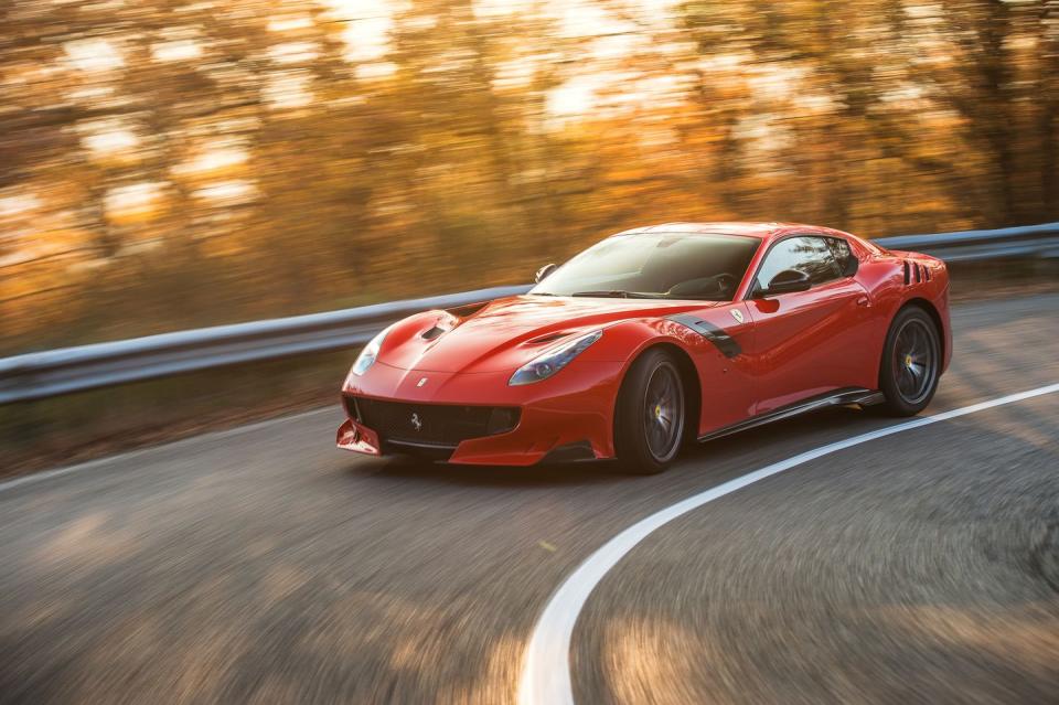 <p>Ferrari's front-engine cars are usually angled towards grand touring, but not the F12 TdF. It's a hardcore track-ready variant of the F12berlinetta, ready to tackle anything you throw at it with that 770-horsepower naturally aspirated V-12. </p>