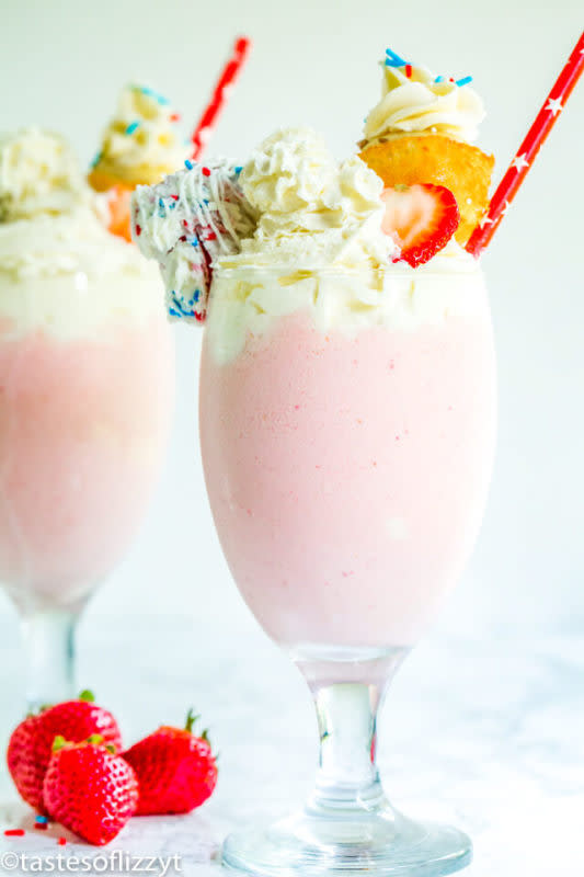 <p>Tastes of Lizzy T</p><p>Learn how to make the creamiest summer treat with fresh strawberries.</p><p><strong>Get the recipe: <a href="https://www.tastesoflizzyt.com/strawberry-milkshake/" rel="nofollow noopener" target="_blank" data-ylk="slk:Strawberry Milkshake;elm:context_link;itc:0;sec:content-canvas" class="link ">Strawberry Milkshake</a></strong></p>