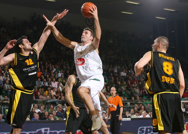 <p>Ales Fevzer/Getty</p> Sasa Doncic at Euroleague Basketball Game 7 between Union Olimpija Ljubljana v Prokom Trefl Sopot on December 06, 2007 in Ljubljana, Slovenia.