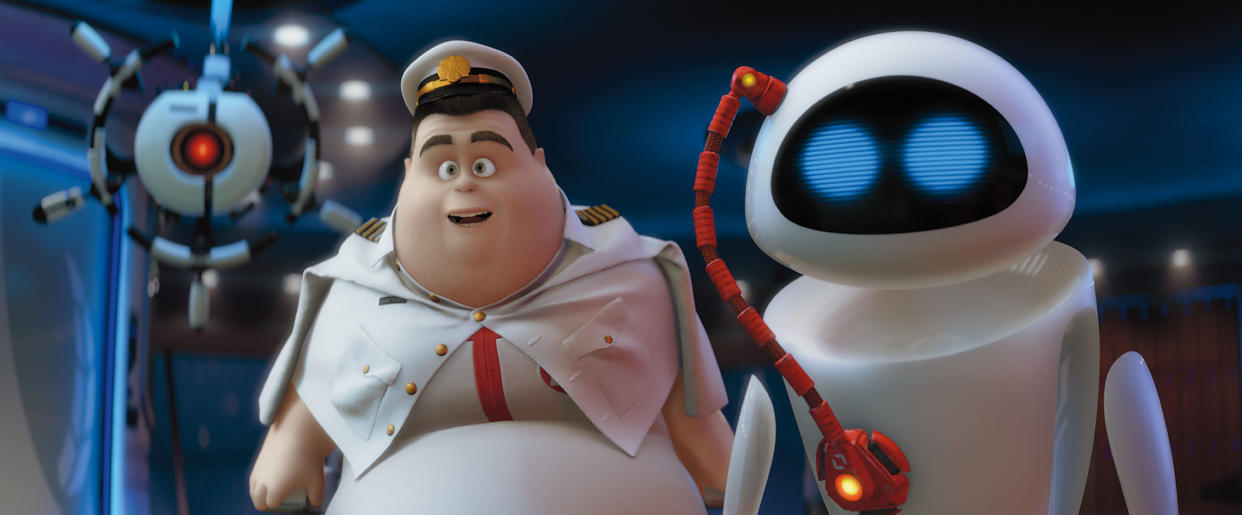 Captain B. McCrea (Jeff Garlin) and Wall-E in Pixar's 2008 blockbuster. (Photo: ©Walt Disney Co./Courtesy Everett Collection)