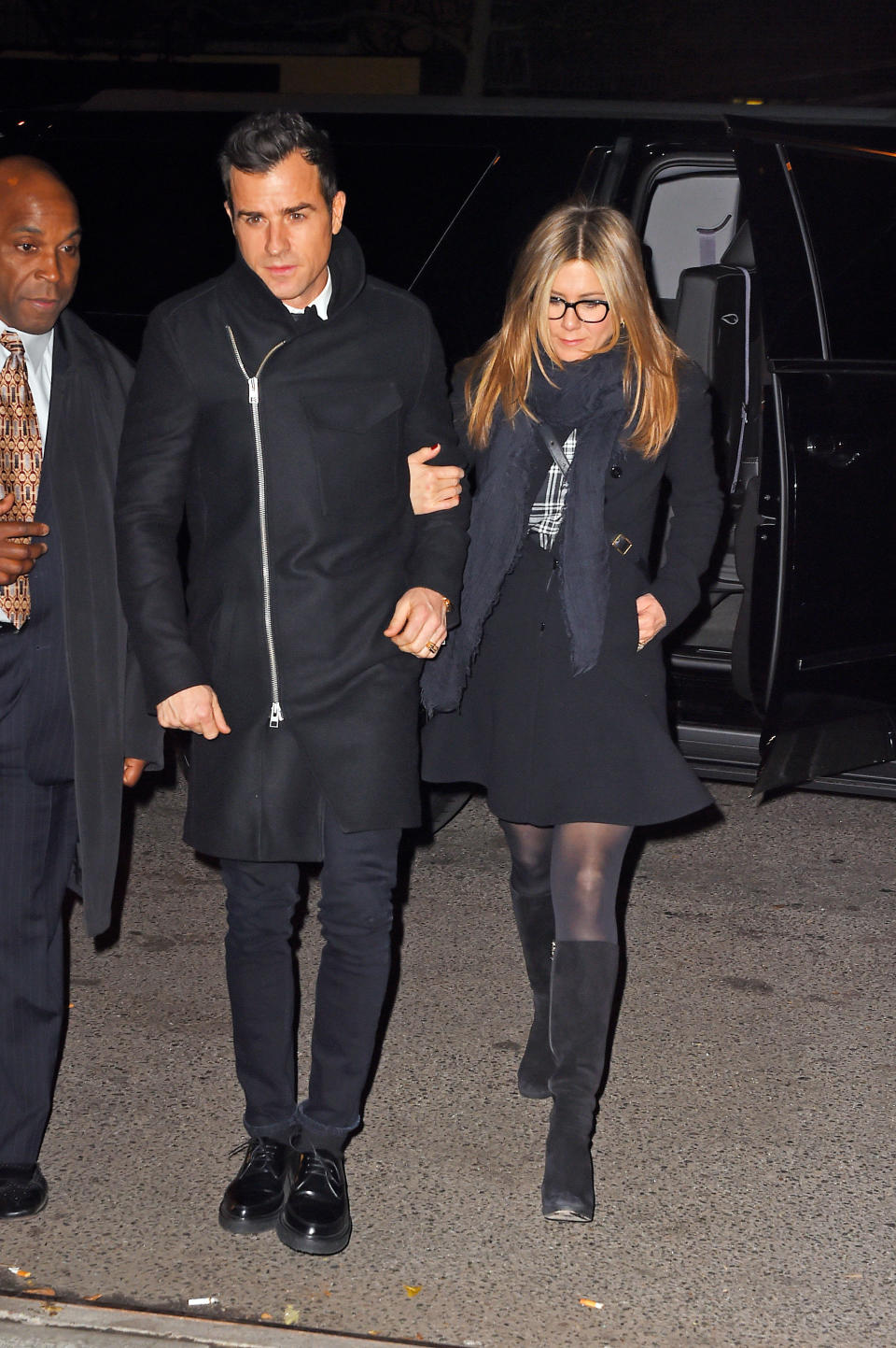 Justin Theroux and Jennifer Aniston sighting on November 16, 2014 in New York City.