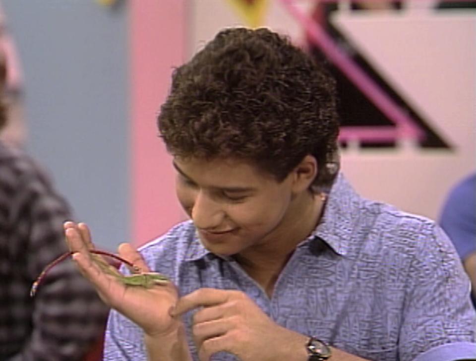 Slate and his chameleon Artie in the original "Saved by the Bell"