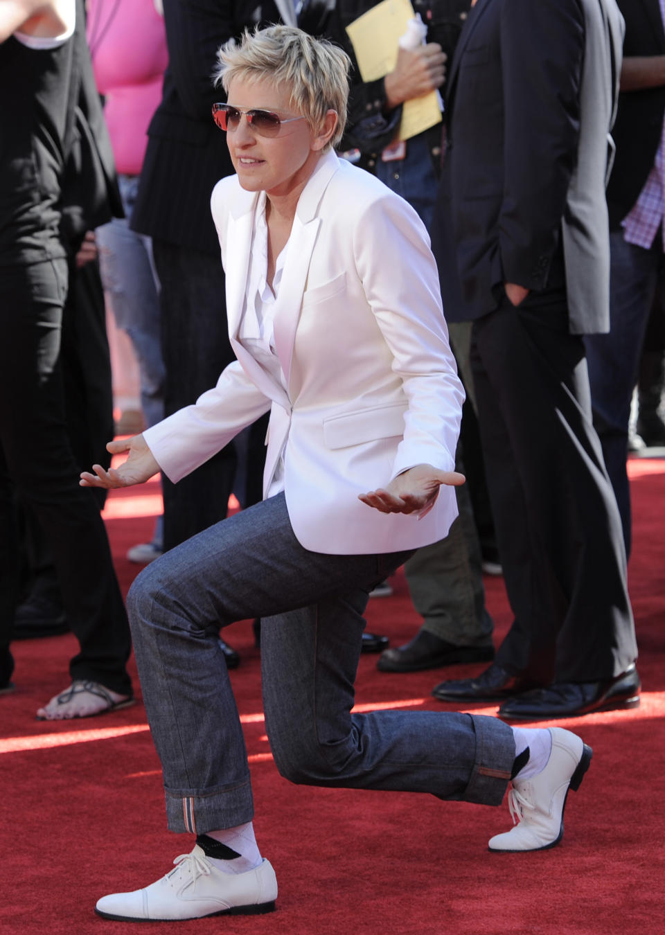 In this May 26, 2010 photo, Ellen DeGeneres arrives at the "American Idol" finale in Los Angeles. DeGeneres served as an "American Idol" judge during the 2010 season. Randy Jackson, Paula Abdul and Simon Cowell were the original judges on "American Idol." The cast of judges has changed over the years, with Jackson now the lone judge left from the first season. On Sunday, Sept. 16, 2012, singer-rapper Nicki Minaj and country crooner Keith Urban were named as judges, joining Mariah Carey and Jackson, as the judges' panel has now expanded to four members from its previous three. (AP Photo/Chris Pizzello)