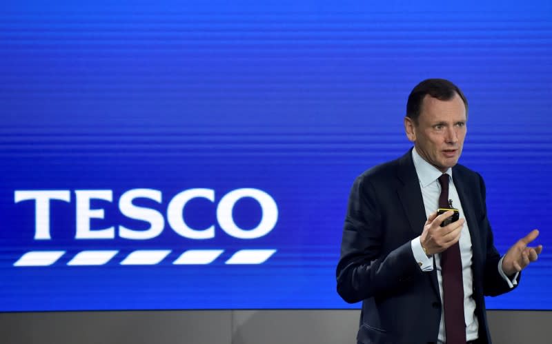 FILE PHOTO: Tesco Chief Financial Officer, Alan Stewart speaks at an analyst presentation in London, Britain