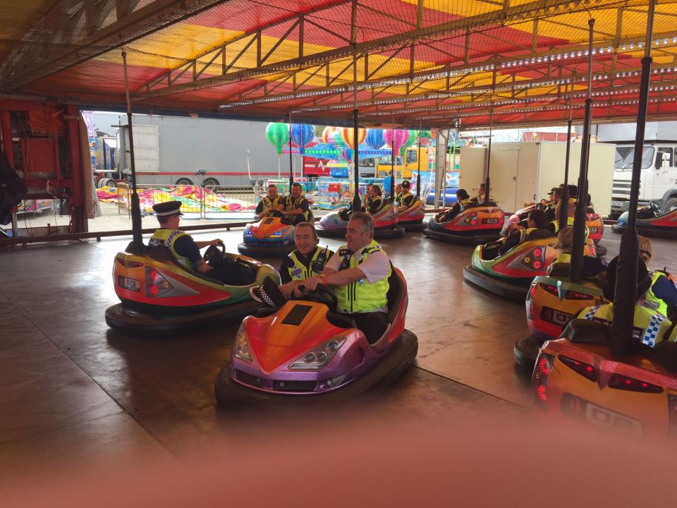 The police were pictured on the dodgems (Picture: @InspSSnowden/Twitter)