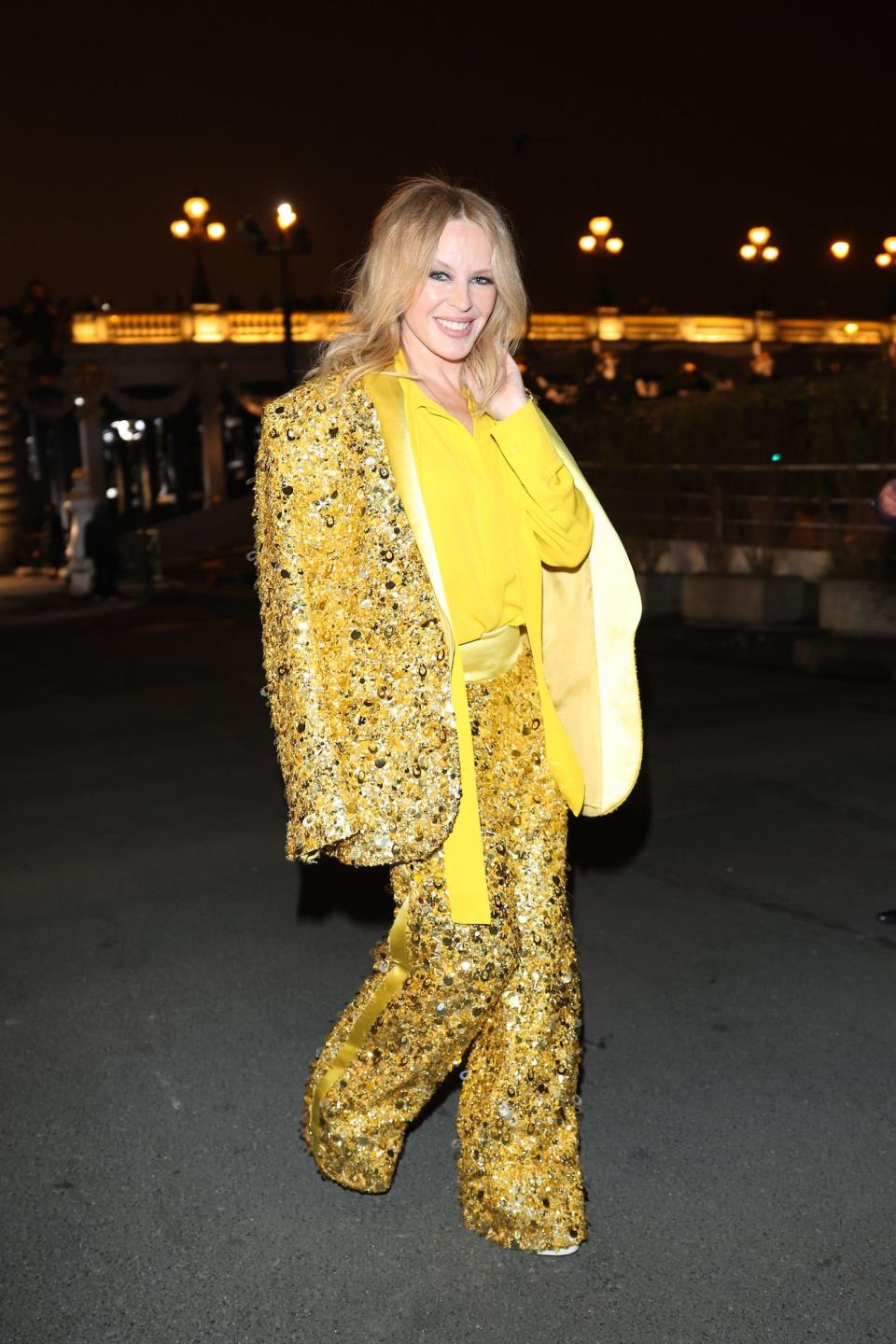 Kylie Minogue at the Valentino show during Paris Fashion Week on January 25, 2023.