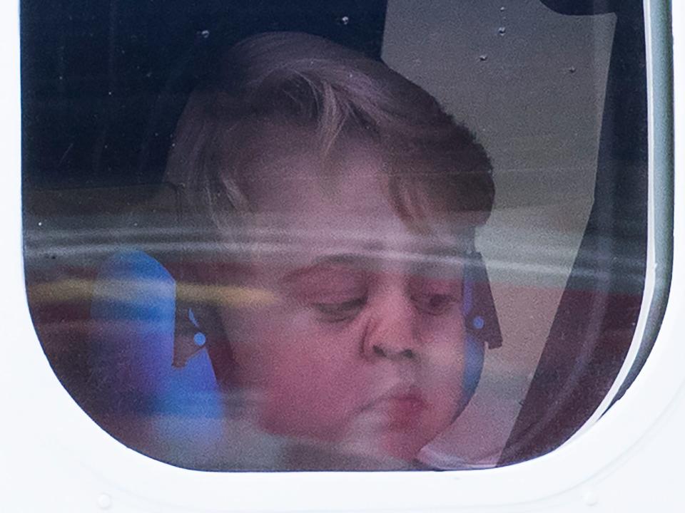 Prince George on a plane.