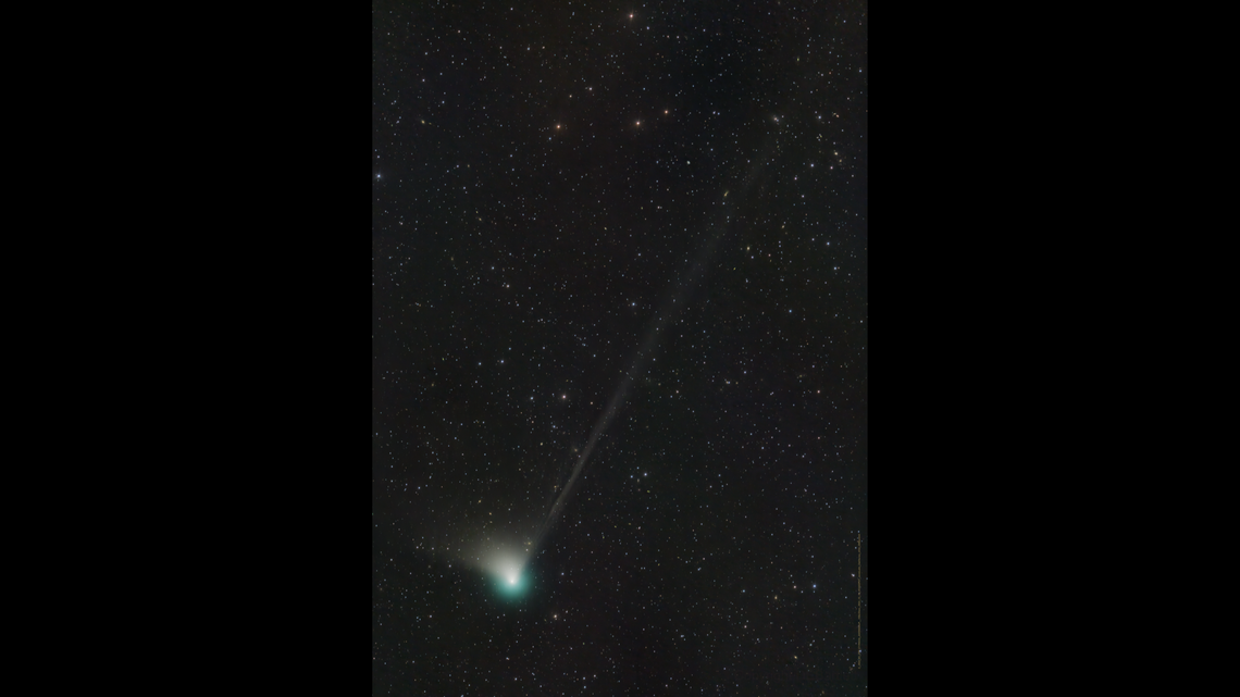 This fine telescopic image of Comet C/2022 E3 is sweeping across the northern constellation Corona Borealis in predawn skies. It will be closest to the Sun on Jan. 12 and closest to Earth Feb. 1. People may be able to see the green comet in dark night skies, according to NASA, or with binoculars or a telescope. The last time it was visible on Earth was 50,000 years ago.