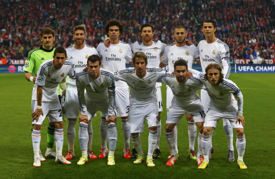 Real Madrid's players pose for a picture before their Champions League semi-final second leg soccer match against Bayern Munich in Munich