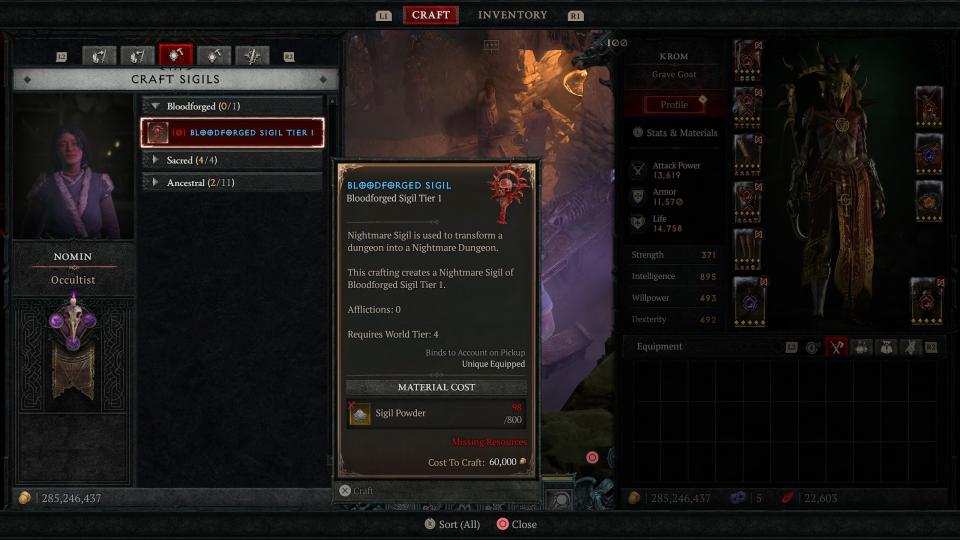 Diablo 4 Bloodforged Sigil crafting