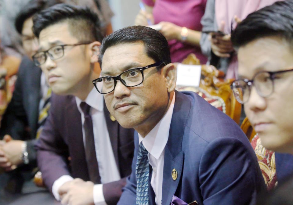 Perak Mentri Besar Datuk Seri Ahmad Faizal Azumu speaks to reporters in Ipoh June 19, 2019. — Picture by Farhan Najib