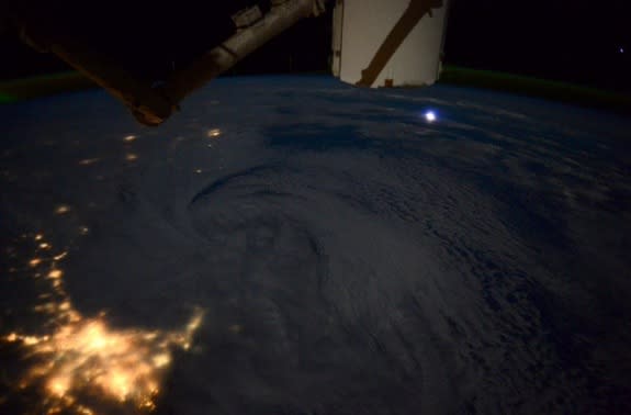NASA astronaut Terry Virts took this photo of the January 2015 winter storm from the International Space Station. He posted the picture, which shows the storm churning near Boston, on Twitter on Jan. 28.