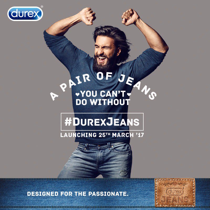 Durex India is launching a new line of denim. (Photo: Twitter/Ranveer Singh)