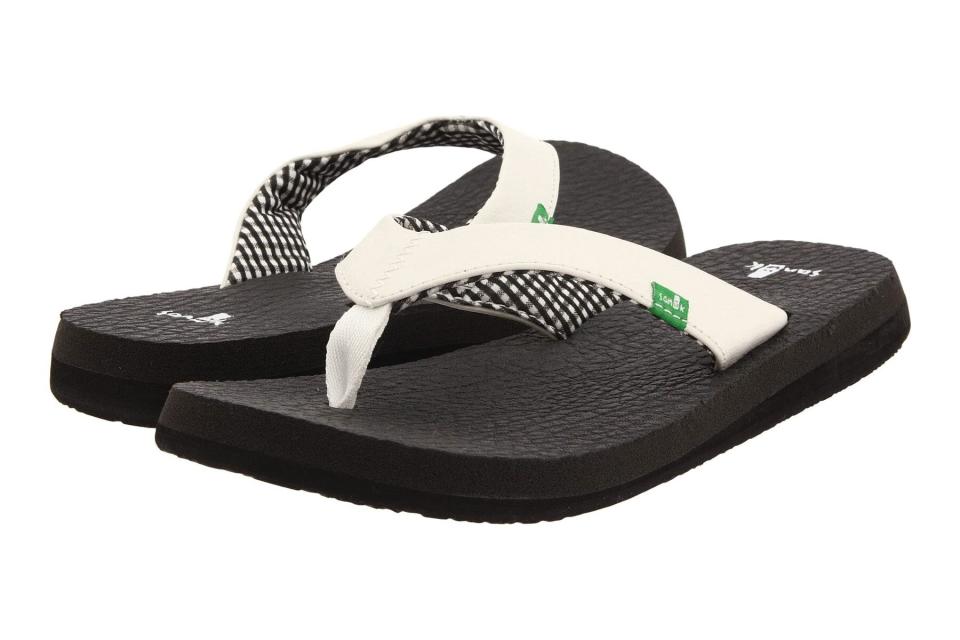 White and black flip flops