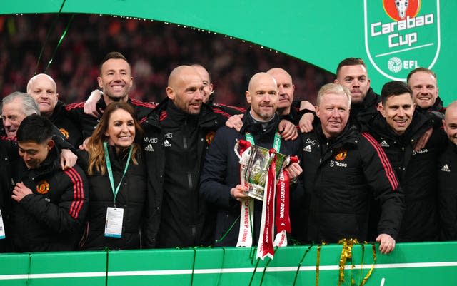 Manchester United manager Erik ten Hag with the Carabao Cup