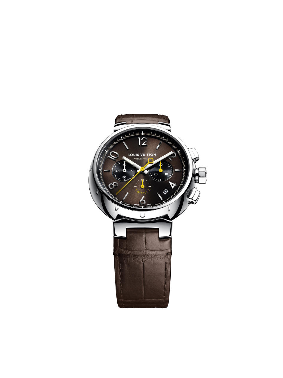 The Louis Vuitton Tambour Twenty watch.