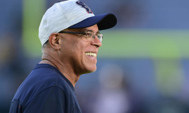 Texans head coach David Culley on the sideline.