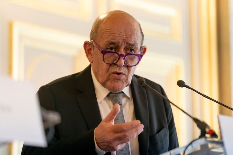 U.S. Secretary of State Antony Blinken, meets with French Foreign Affairs Minister Jean-Yves Le Drian at the French Ministry of Foreign Affairs in Paris