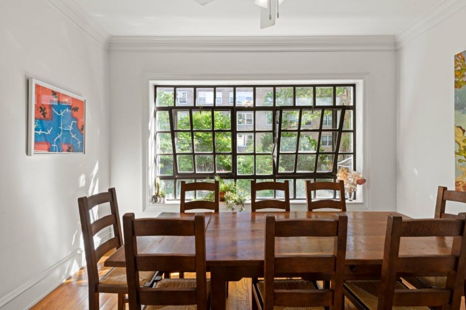 A dining area sports pleasant views of the neighborhood. Richard Caplan