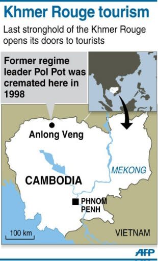 Map of Cambodia locating the town of Anlong Veng, a former Khmer Rouge stronghold which hopes to become the next must-see destination in the country's dark tourism trail