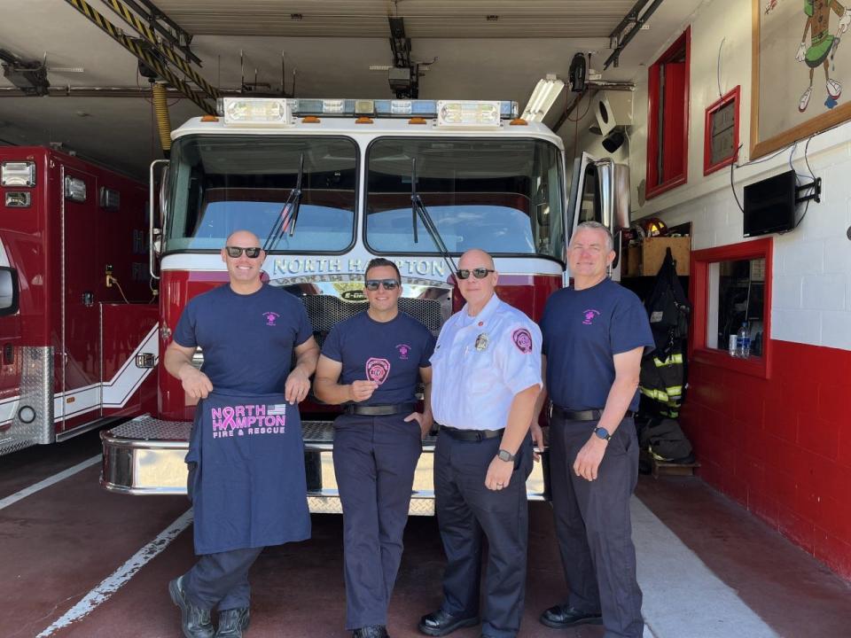 The North Hampton Fire Department is selling T-shirts to raise funds for firefighter Jeremy Parent's wife in her battle with breast cancer.