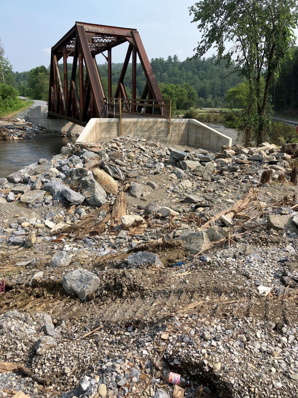 Damaged bridge on the Lamoille Valley Rail Trail in Wolcott.