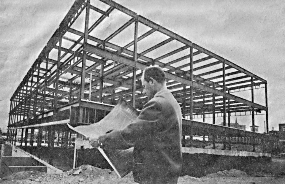 It was a morning in June 1965 when William S’Doia checked the progress of construction of Utica’s new City Hall being built on a 27-acre West Utica Urban Renewal Project site. S’Doia’s S & D Construction Company is general contractor for the $2 million building. Mayor Frank M. Dulan said the building should be completed by January 1966.