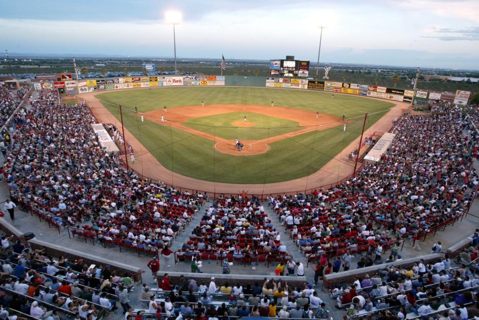 July 10, 2003: Over 11,000 fans crodwed into Cohen Stadium last night to watch Arizona Diamondbacks pitcer and Cy Young winner Randy Johnson pitch four complete innings during a rehab stop in El paso. Johnson might return to pitch next Tuesday as his last game before returning to the majors.