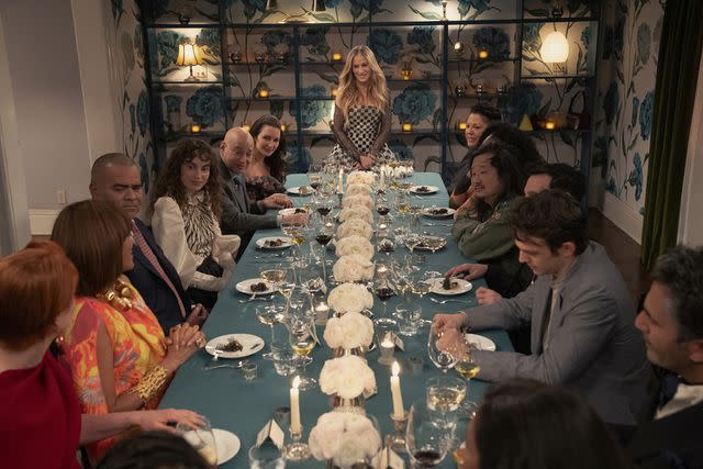 <p>Craig Blankenhorn/Max</p> Carrie (Sarah Jessica Parker) hosts her 'Last Supper' party on 'And Just Like That...'