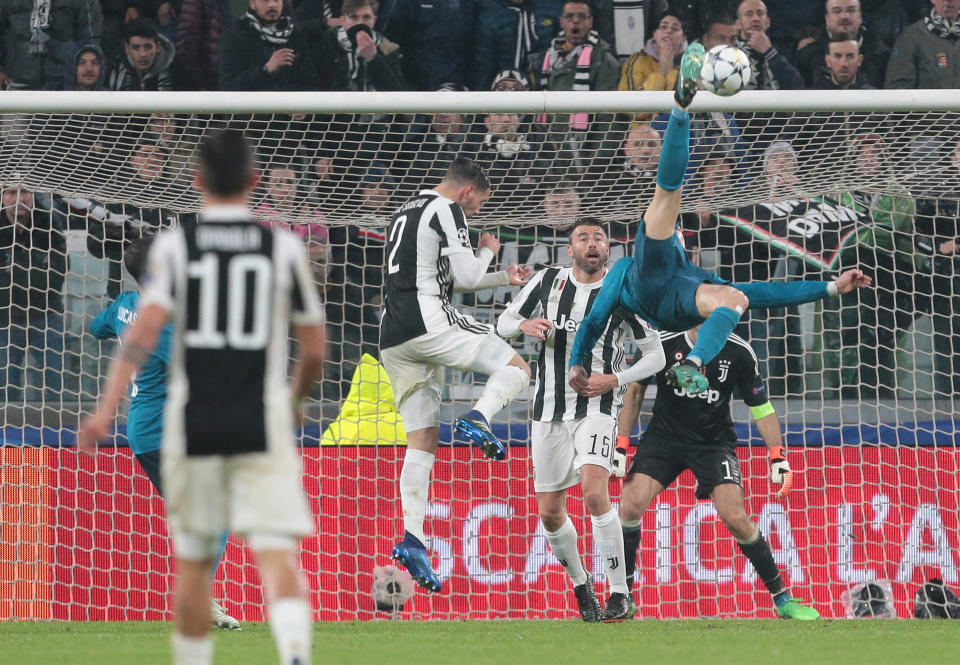 The overhead kick scored by Ronaldo against Juve in 2018 instantly went down as one of the greatest goals of all time. (Credit: Getty Images)