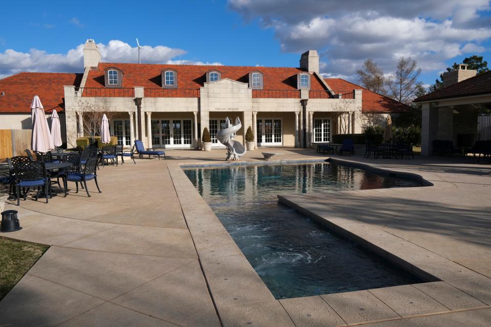 The Oklahoma-shaped pool at the Governor's Mansion, with a hot tub in the Panhandle, was built when Gov. George Nigh was in office in the 1980s.