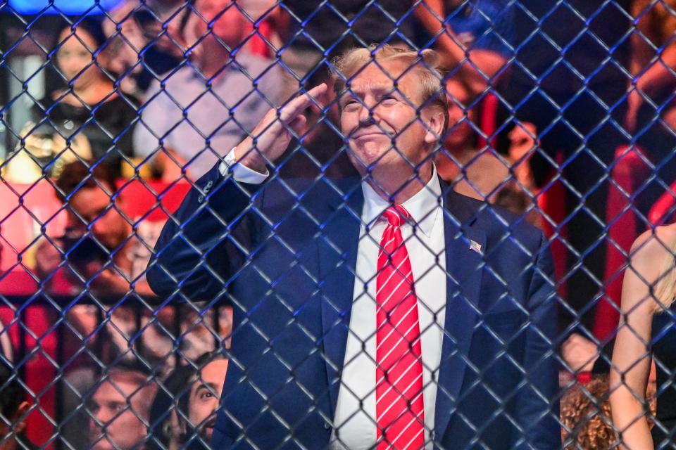 Donald Trump watches UFC 299 live in Miami (AFP via Getty Images)