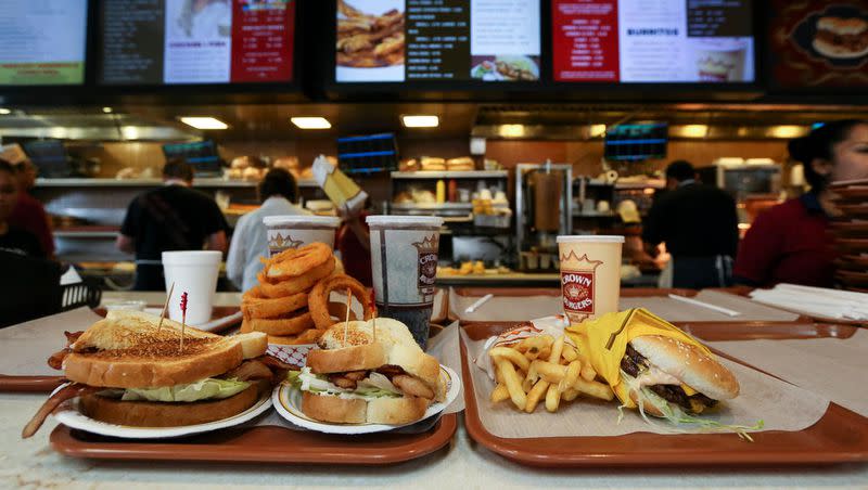 Food waits to be picked up by a customer at Crown Burgers in Salt Lake City on Friday, Aug. 5, 2016. 