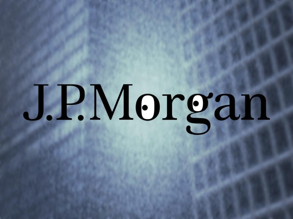 JPMorgan logo with the "o" and the "g" as eyes with the pupils darting side to side