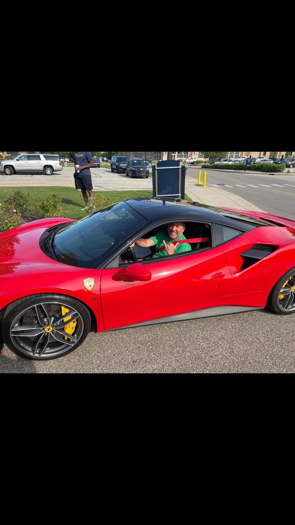 Mike Brey arrives at Rolfs Hall in a Ferrari