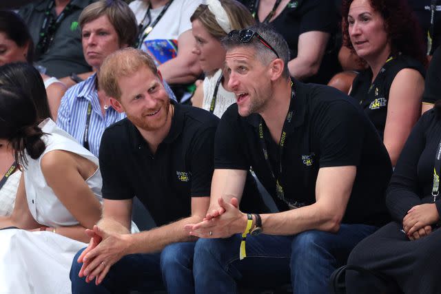 <p>Chris Jackson/Getty</p> Prince Harry and David Wiseman at the 2023 Invictus Games in Germany.