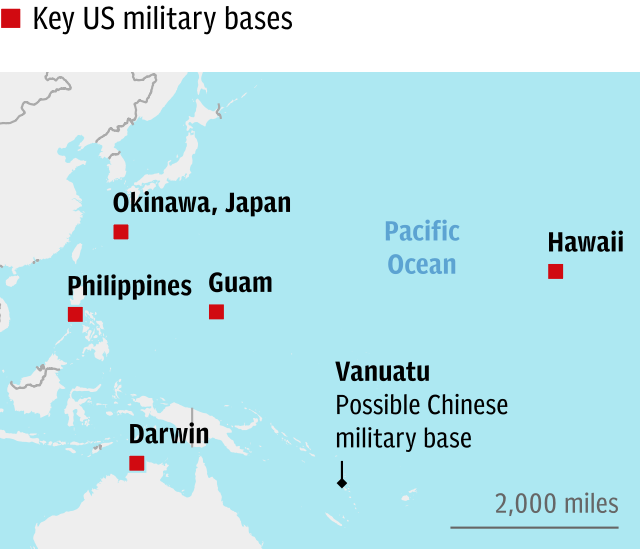 Key US military bases in the Pacific