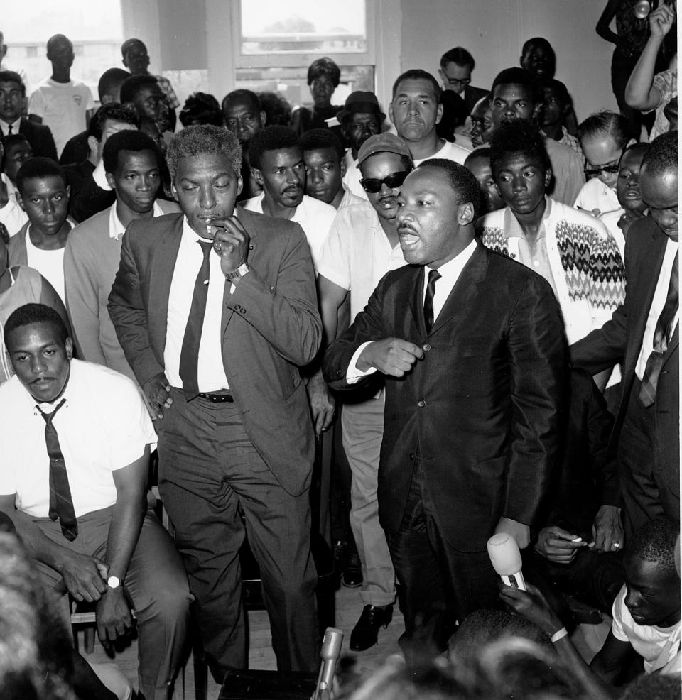 Bayard Rustin, left, and Martin Luther King Jr. in Los Angeles in 1965.
