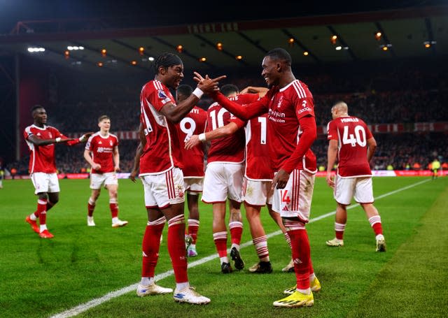 Callum Hudson-Odoi, right, celebrates with fellow goalscorer Anthony Elanga