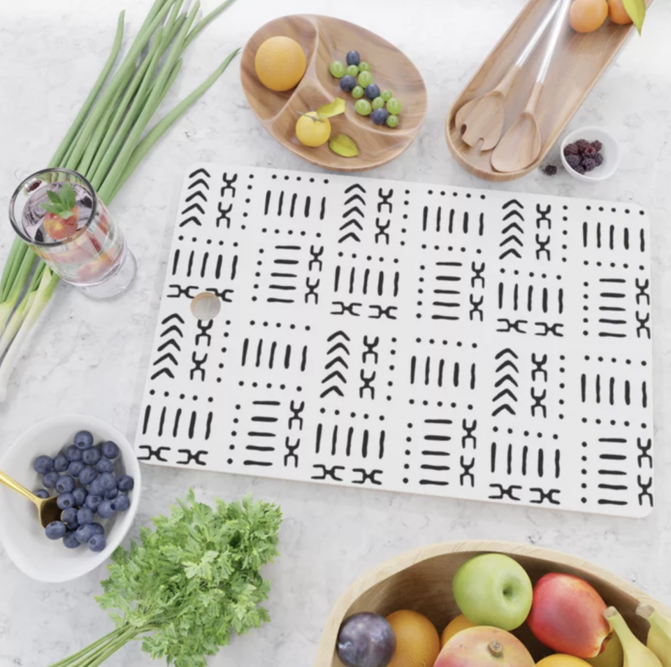 21) White Black Mud Cloth Pattern Cutting Board