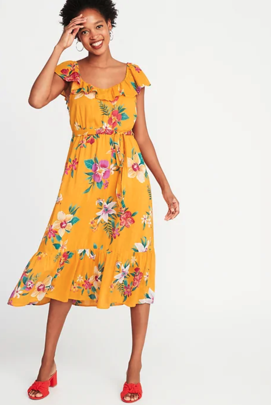 Ruffle Tie-belt Midi Dress. (Photo: Old Navy)