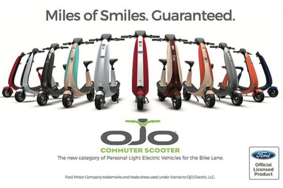 美國新創公司 OjO Electric 與 Ford 汽車合作推出 Ford Ojo Electric Scooter 電動滑板車，並預計在今年春天起開始販售。