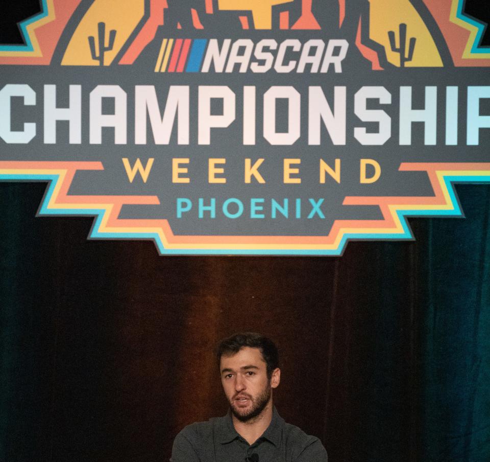 2020 NASCAR Cup Series champion and current season points leader Chase Elliott
answers questions at the NASCAR Championship Ignition Luncheon, August 30, 2022, at the Arizona Biltmore, 2400 E Missouri Ave., Phoenix, Arizona.