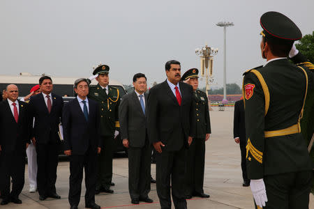 Venezuela's President Nicolas Maduro attends a ceremony at the Monument to the People's Heroes in Beijing, China September 14, 2018. Miraflores Palace/Handout via REUTERS