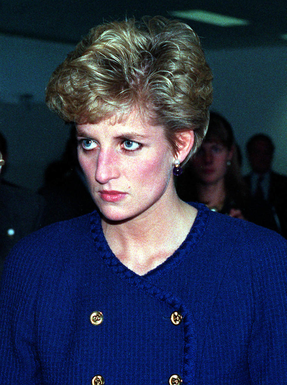 1992: The Princess of Wales during a visit to a factory in South Shields as the announcement of her marriage separation from the Prince of Wales was made by the Prime Minister, John Major, in the House of Commons.