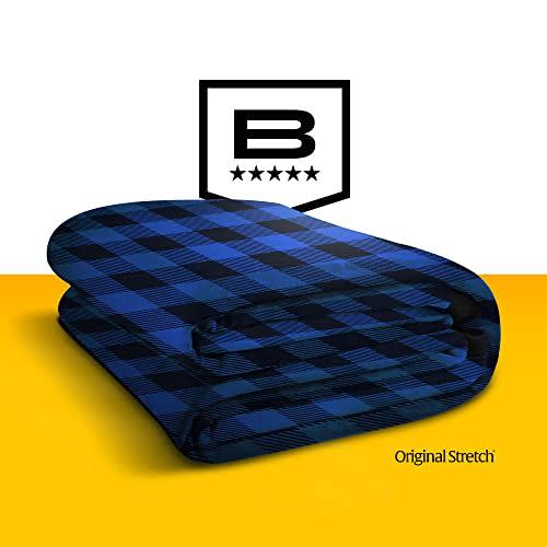 2) Big Blanket Co Original Stretch Blue Plaid Extra Large Throw Blanket