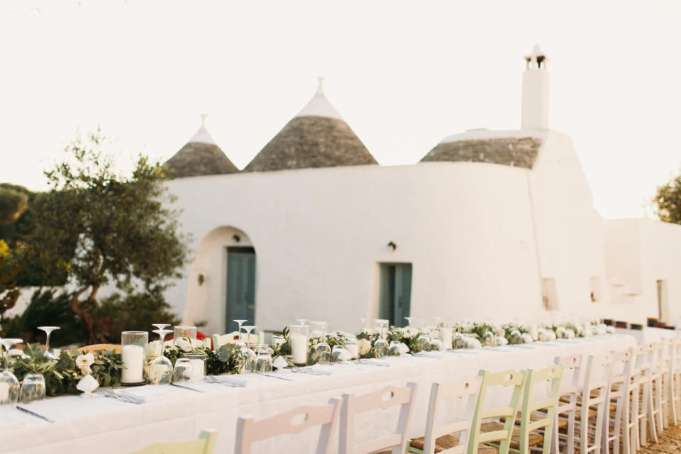 A single banquet table was set up for the reception dinner.