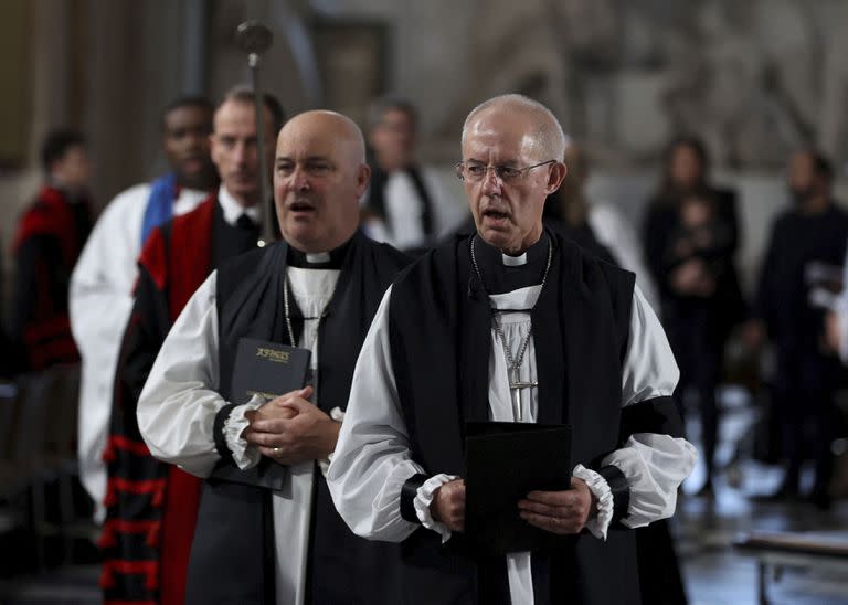 The Archbishop of Canterbury, Justin Welby during the Service of Prayer and Reflection, following the passing of Britain's Queen Elizabeth II, at St Paul's Cathedral in London, Friday Sept. 9, 2022. (Paul Childs/Pool via AP)