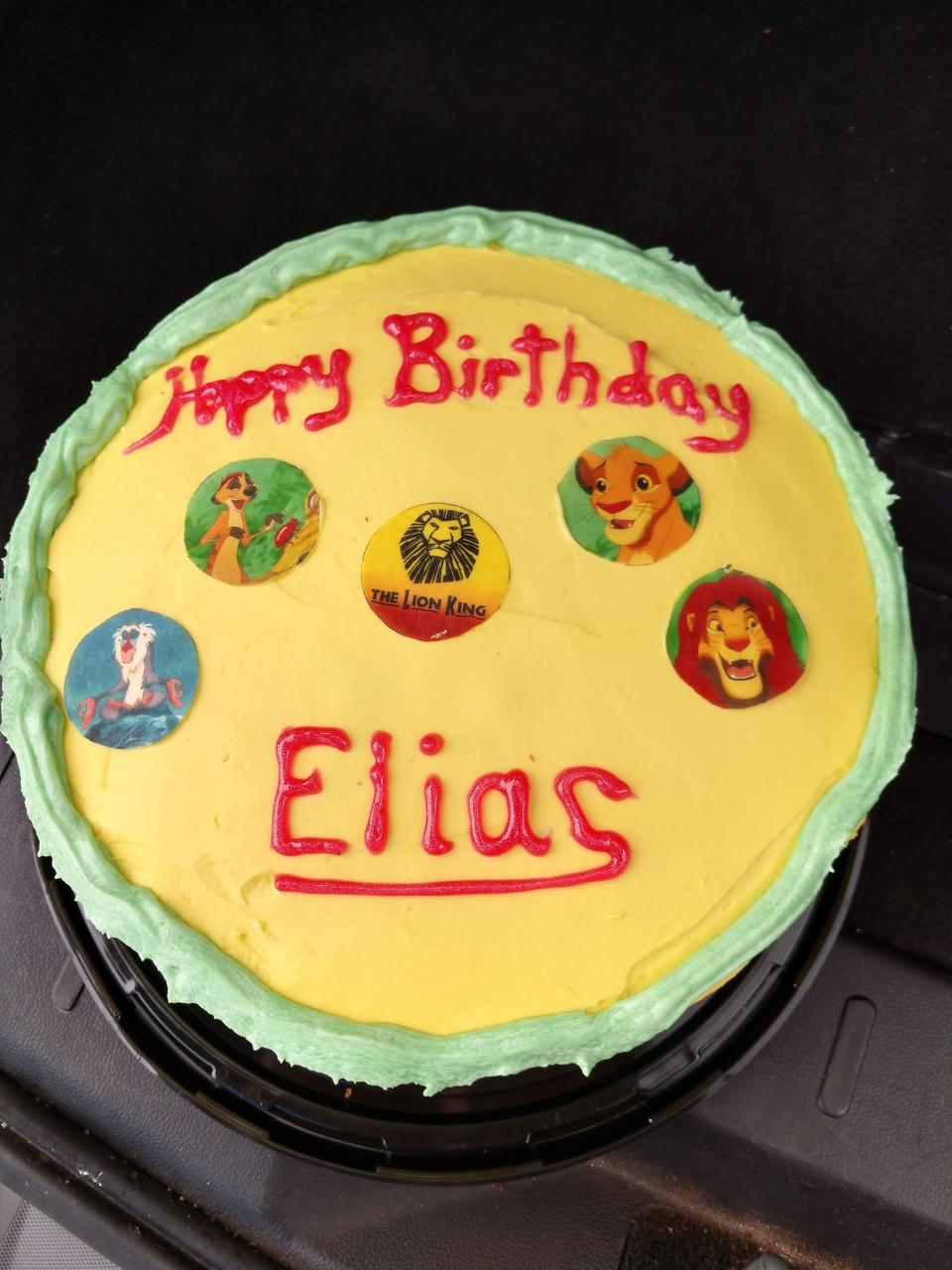 Elias requested a "Lion King"-themed cake for his birthday, which Ray Biller baked for him.